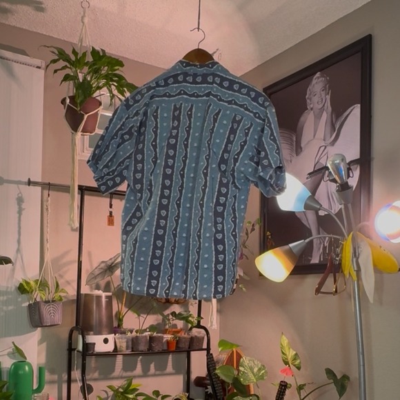 Vintage Sport Hartley Shirt Mens Small Blue Patterned Short Sleeve Casual - Picture 3 of 8